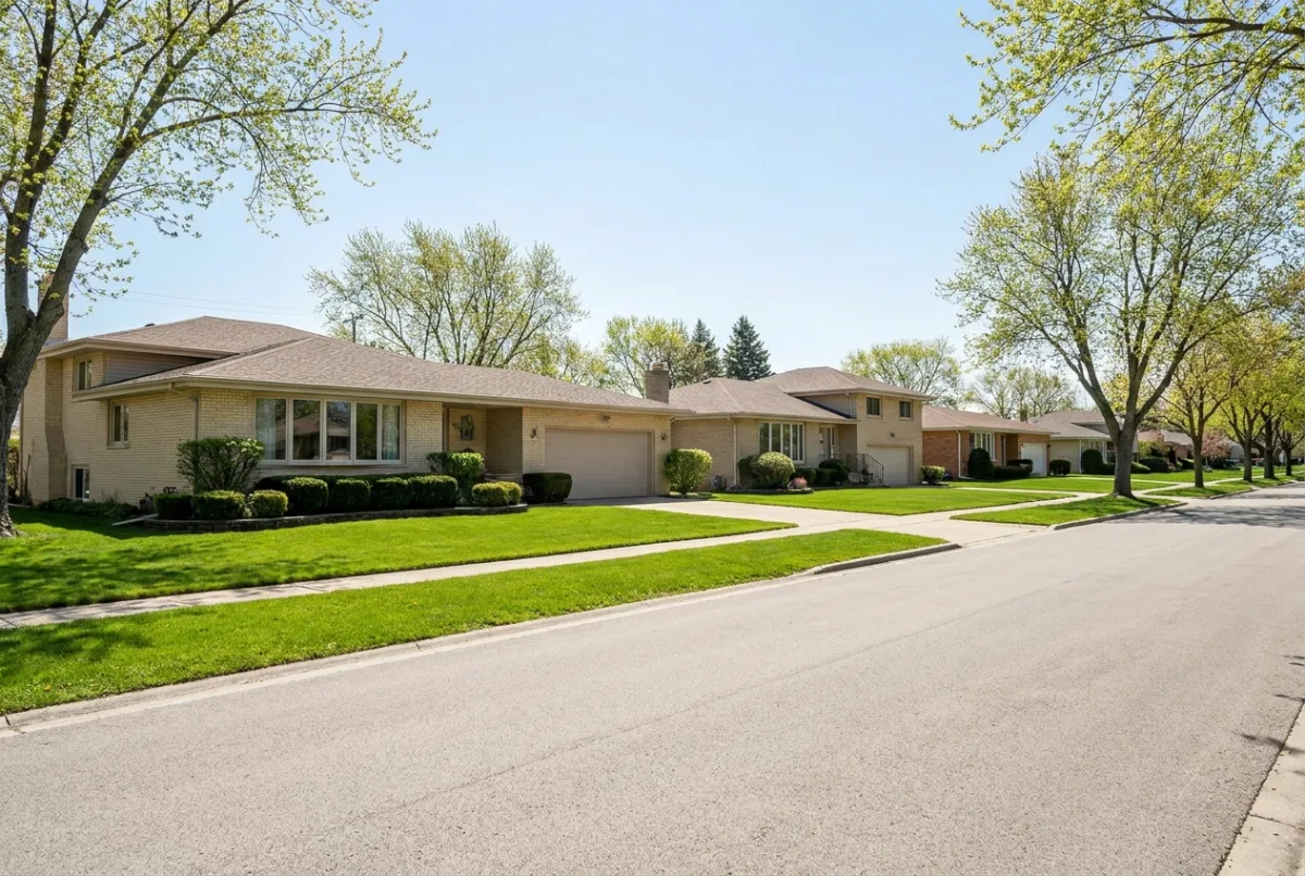 Ranch and split-level homes on landscaped lots