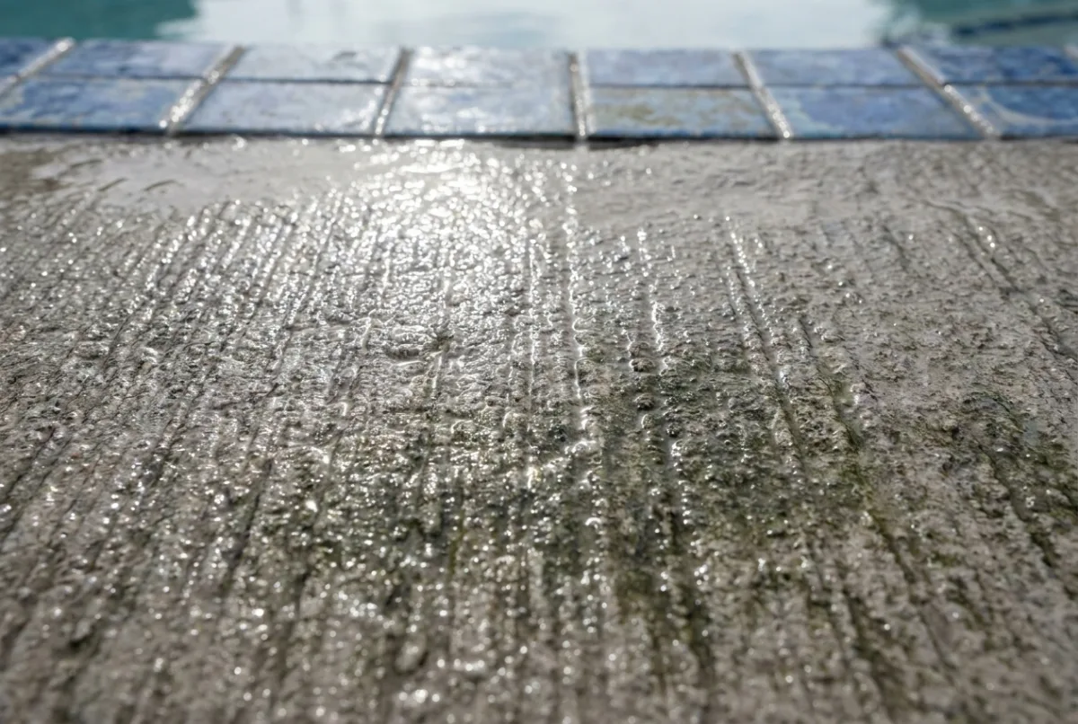 Wet pool deck surface texture