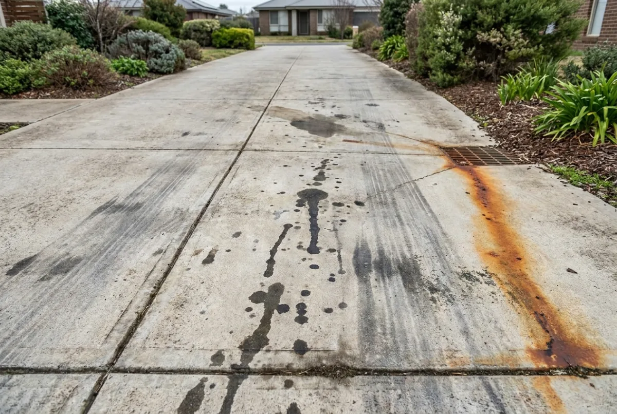 Driveway concrete restoration before